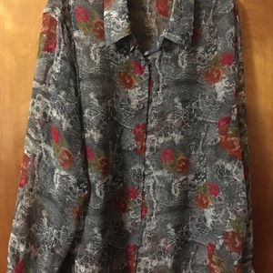 Sheer Button Front Blouse